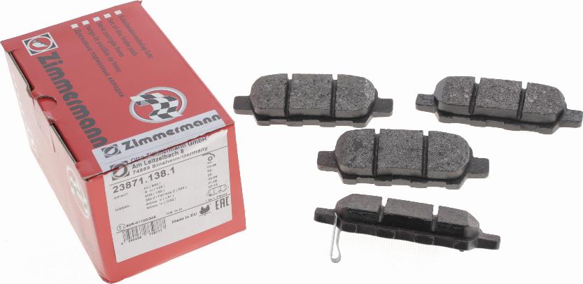 Zimmermann 23871.138.1 - Brake Pad Set, disc brake autospares.lv