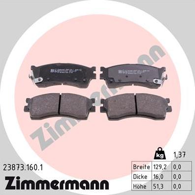 Zimmermann 23873.160.1 - Brake Pad Set, disc brake autospares.lv