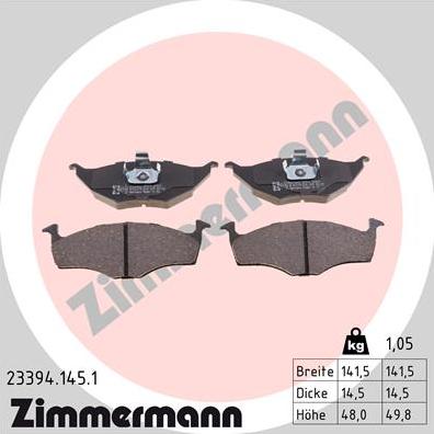 Zimmermann 23394.145.1 - Brake Pad Set, disc brake autospares.lv