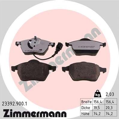 Zimmermann 23392.900.1 - Brake Pad Set, disc brake autospares.lv