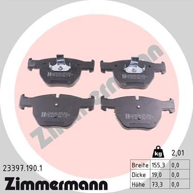 Zimmermann 23397.190.1 - Brake Pad Set, disc brake autospares.lv