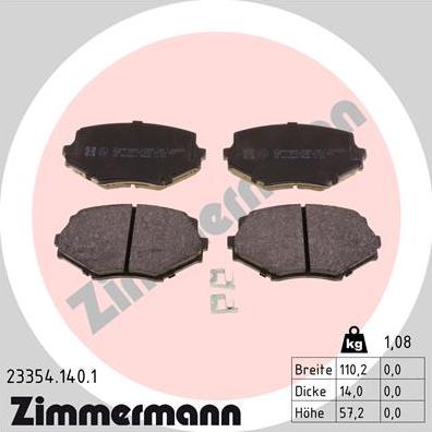 Zimmermann 23354.140.1 - Brake Pad Set, disc brake autospares.lv