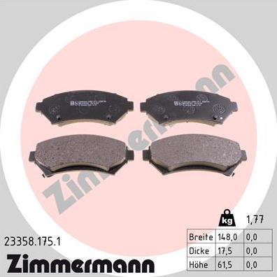 Zimmermann 23358.175.1 - Brake Pad Set, disc brake autospares.lv