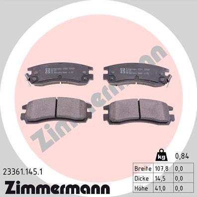 Zimmermann 23361.145.1 - Brake Pad Set, disc brake autospares.lv