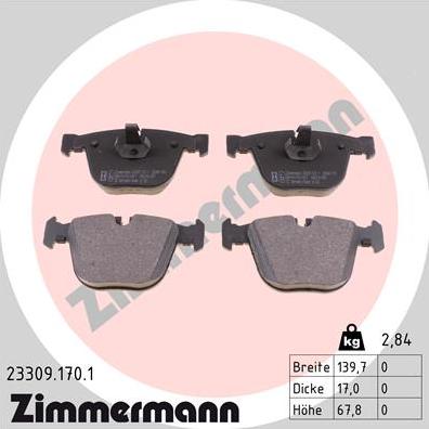 Zimmermann 23309.170.1 - Brake Pad Set, disc brake autospares.lv