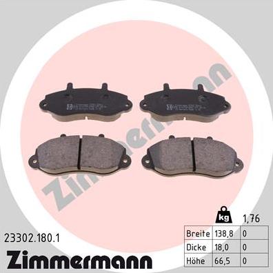 Zimmermann 23302.180.1 - Brake Pad Set, disc brake autospares.lv