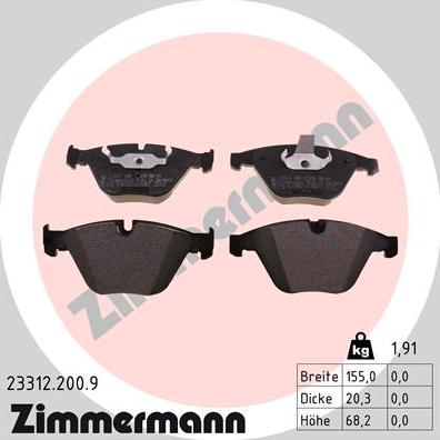 Zimmermann 23312.200.9 - Brake Pad Set, disc brake autospares.lv