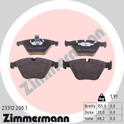 Zimmermann 23312.200.1 - Brake Pad Set, disc brake autospares.lv