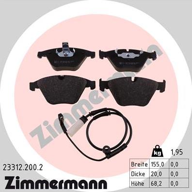 Zimmermann 23312.200.2 - Brake Pad Set, disc brake autospares.lv