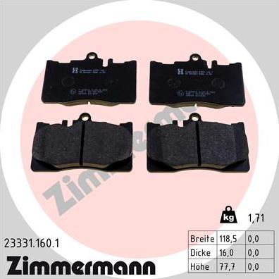 Zimmermann 23331.160.1 - Brake Pad Set, disc brake autospares.lv