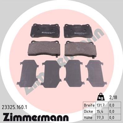 Zimmermann 23325.160.1 - Brake Pad Set, disc brake autospares.lv