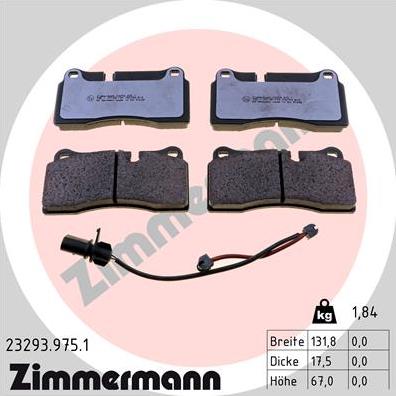 Zimmermann 23293.975.1 - Brake Pad Set, disc brake autospares.lv