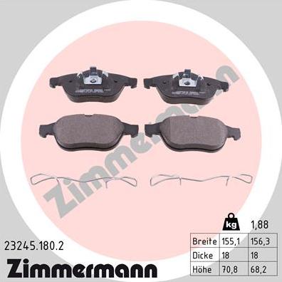 Zimmermann 23245.180.2 - Brake Pad Set, disc brake autospares.lv