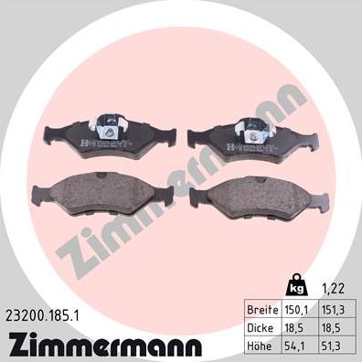 Zimmermann 23200.185.1 - Brake Pad Set, disc brake autospares.lv