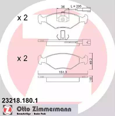 Zimmermann 23218.180.1 - Brake Pad Set, disc brake autospares.lv