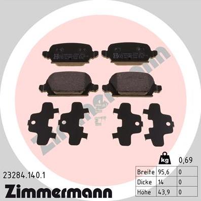 Zimmermann 23284.140.1 - Brake Pad Set, disc brake autospares.lv