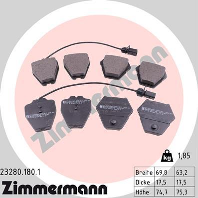 Zimmermann 23280.180.1 - Brake Pad Set, disc brake autospares.lv