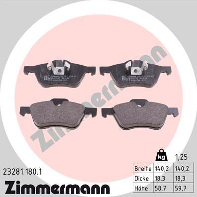 Zimmermann 23281.180.1 - Brake Pad Set, disc brake autospares.lv