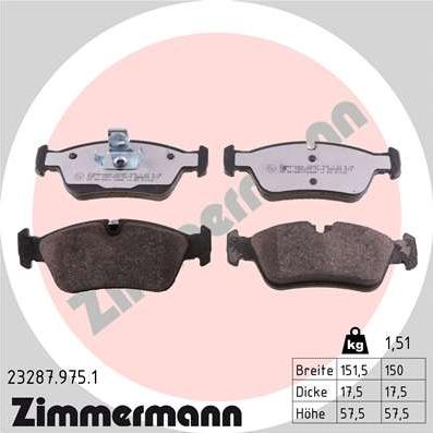 Zimmermann 23287.975.1 - Brake Pad Set, disc brake autospares.lv