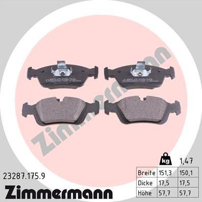 Zimmermann 23287.175.9 - Brake Pad Set, disc brake autospares.lv