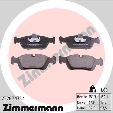 Zimmermann 23287.175.1 - Brake Pad Set, disc brake autospares.lv