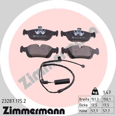 Zimmermann 23287.175.2 - Brake Pad Set, disc brake autospares.lv