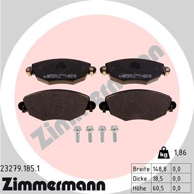 Zimmermann 23279.185.1 - Brake Pad Set, disc brake autospares.lv