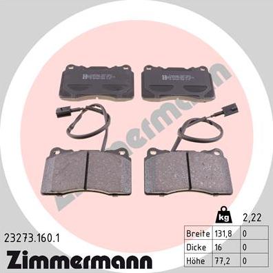 Zimmermann 23273.160.1 - Brake Pad Set, disc brake autospares.lv