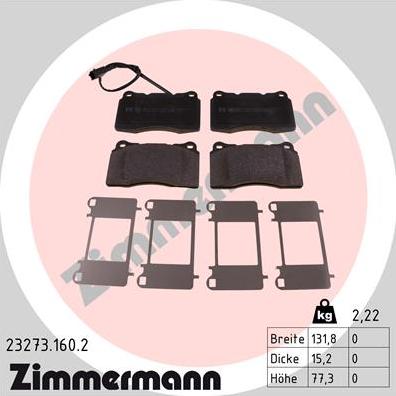 Zimmermann 23273.160.2 - Brake Pad Set, disc brake autospares.lv