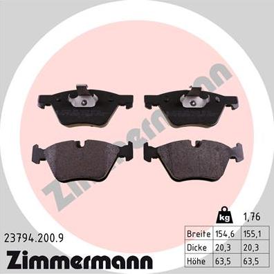 Zimmermann 23794.200.9 - Brake Pad Set, disc brake autospares.lv