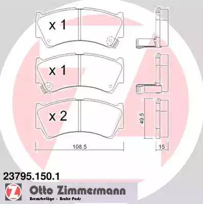 Zimmermann 23795.150.1 - Brake Pad Set, disc brake autospares.lv