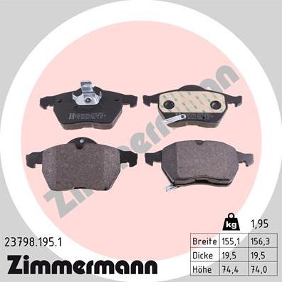 Zimmermann 23798.195.1 - Brake Pad Set, disc brake autospares.lv
