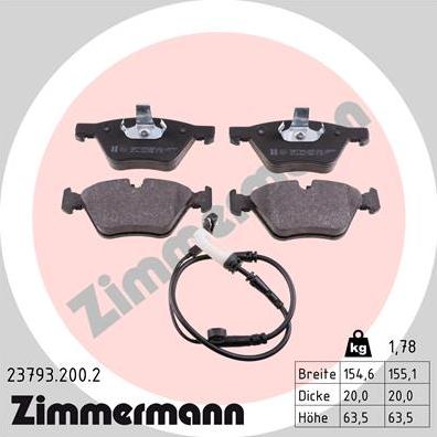 Zimmermann 23793.200.2 - Brake Pad Set, disc brake autospares.lv