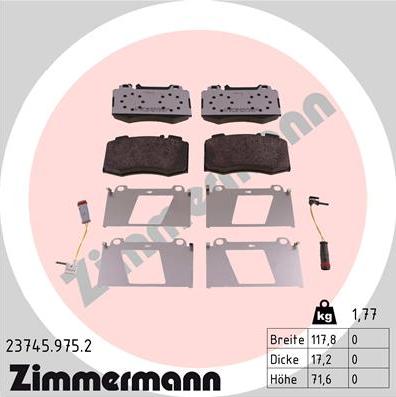 Zimmermann 23745.975.2 - Brake Pad Set, disc brake autospares.lv