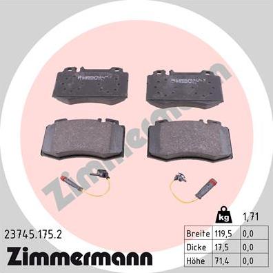 Zimmermann 23745.175.2 - Brake Pad Set, disc brake autospares.lv