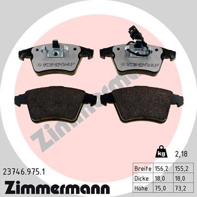 Zimmermann 23746.975.1 - Brake Pad Set, disc brake autospares.lv