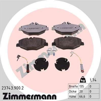 Zimmermann 23743.900.2 - Brake Pad Set, disc brake autospares.lv