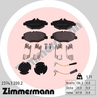 Zimmermann 23743.200.2 - Brake Pad Set, disc brake autospares.lv