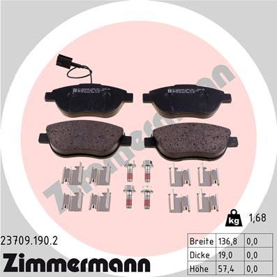 Zimmermann 23709.190.2 - Brake Pad Set, disc brake autospares.lv
