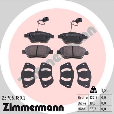 Zimmermann 23706.180.2 - Brake Pad Set, disc brake autospares.lv