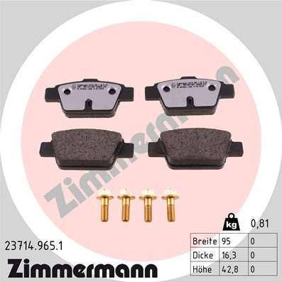 Zimmermann 23714.965.1 - Brake Pad Set, disc brake autospares.lv