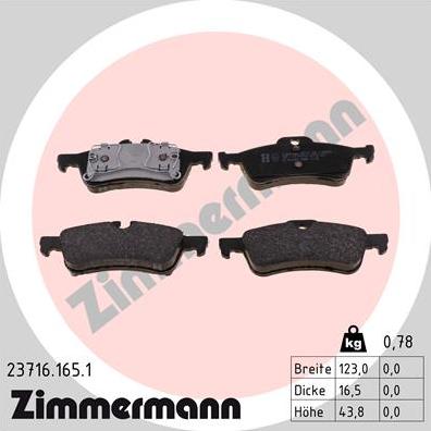 Zimmermann 23716.165.1 - Brake Pad Set, disc brake autospares.lv