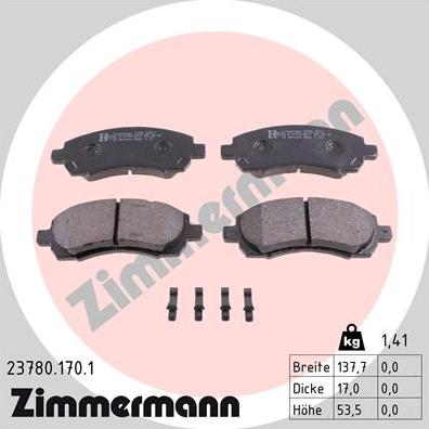 Zimmermann 23780.170.1 - Brake Pad Set, disc brake autospares.lv