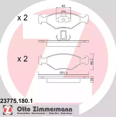 Zimmermann 23775.180.1 - Brake Pad Set, disc brake autospares.lv