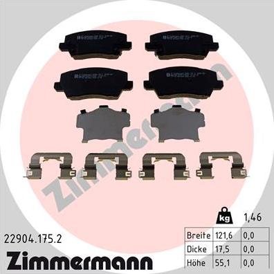 Zimmermann 22904.175.2 - Brake Pad Set, disc brake autospares.lv