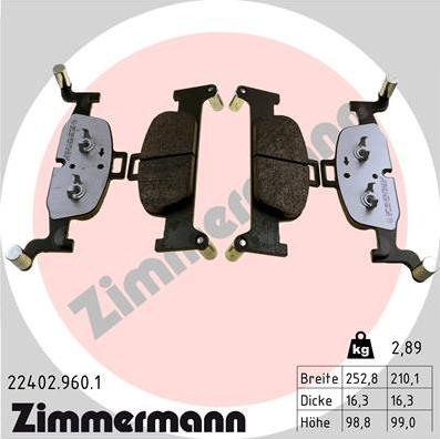 Zimmermann 22402.960.1 - Brake Pad Set, disc brake autospares.lv