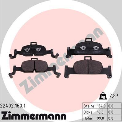 Zimmermann 22402.160.1 - Brake Pad Set, disc brake autospares.lv