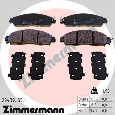 Zimmermann 22439.155.1 - Brake Pad Set, disc brake autospares.lv