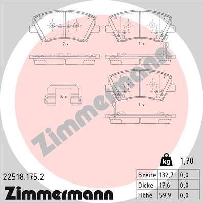 Zimmermann 22518.175.2 - Brake Pad Set, disc brake autospares.lv