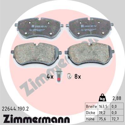 Zimmermann 22644.190.2 - Brake Pad Set, disc brake autospares.lv